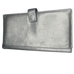 TUMI Leather Wallet Travel Passport Card Organizer Black Leather 9 x 5"